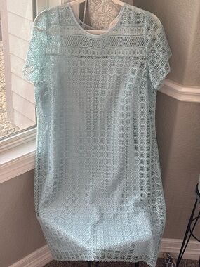 LOFT Pale Blue Lace Shift Dress